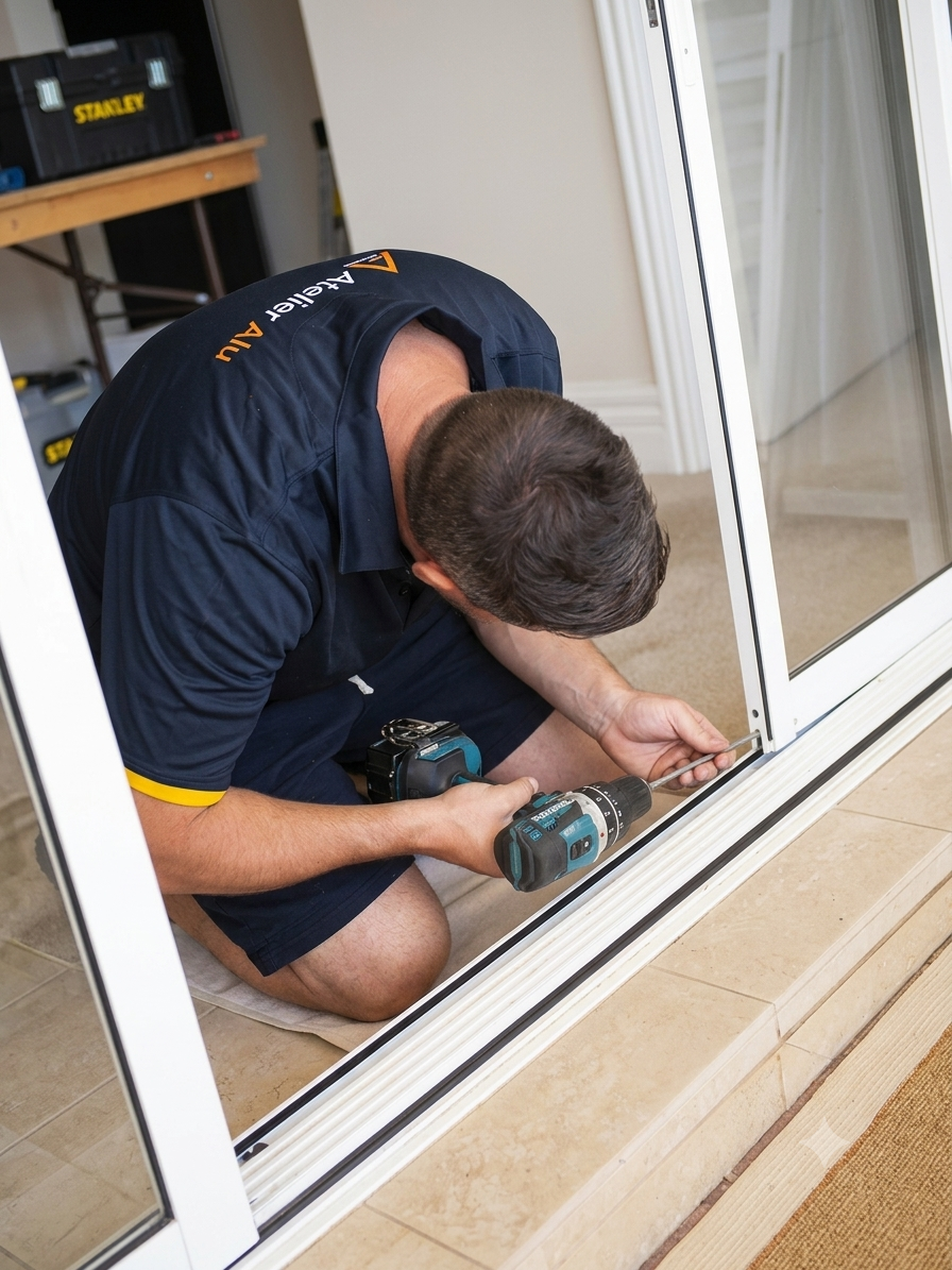 Remplacement de roulettes de baie coulissante par un technicien DFPRO Herault