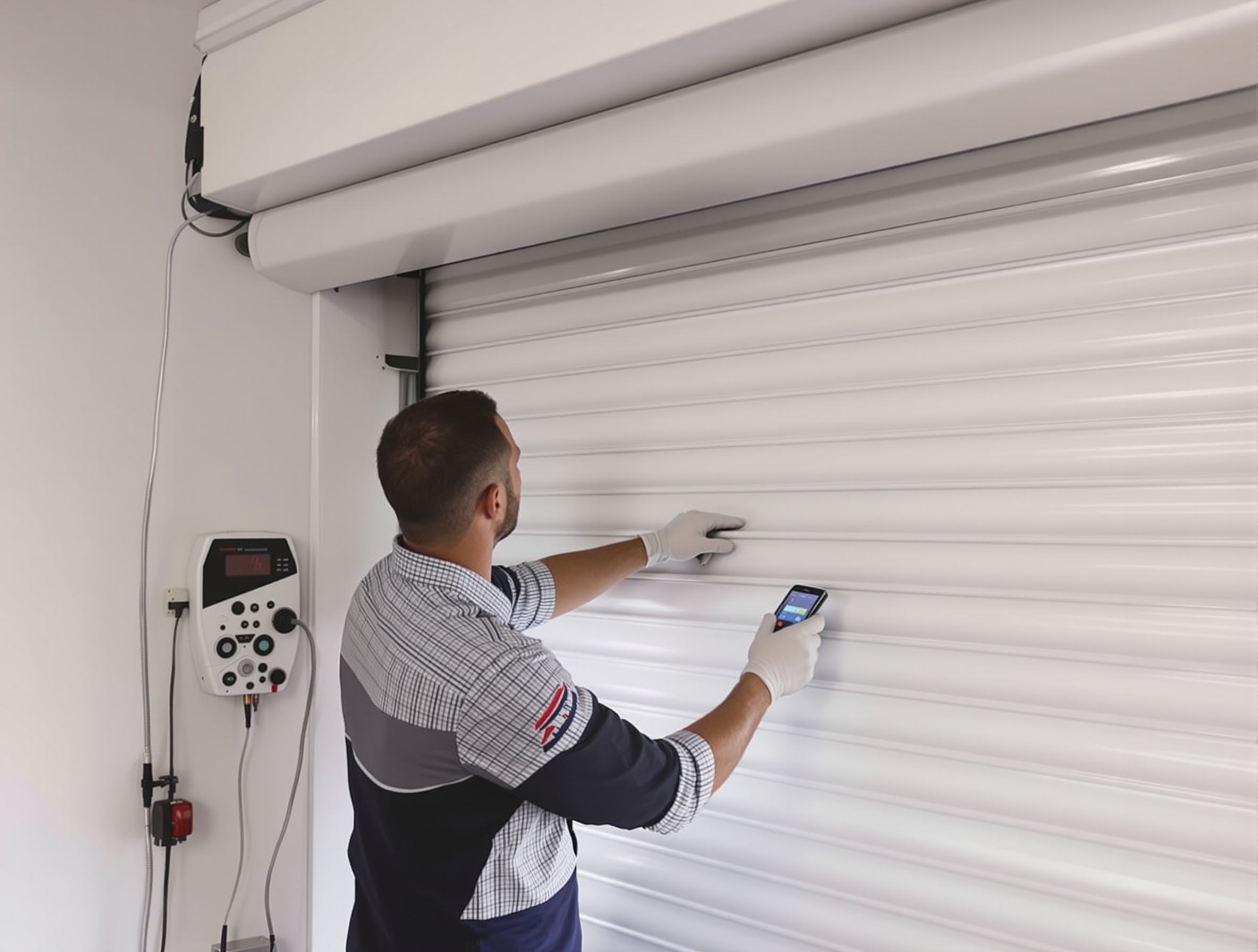 Technicien DFPRO reparant un volet roulant electrique